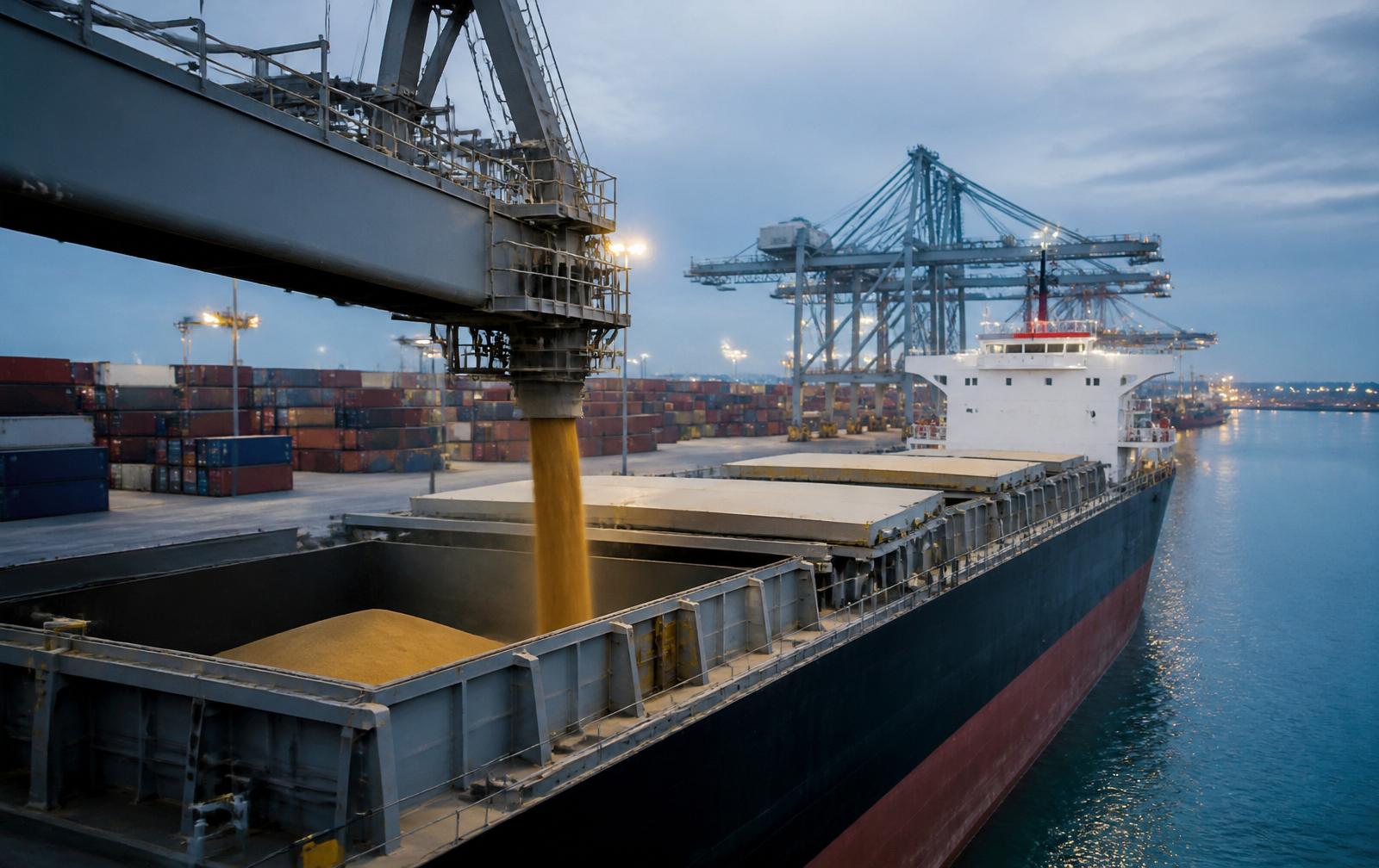 Container vessel loading at deep water port
